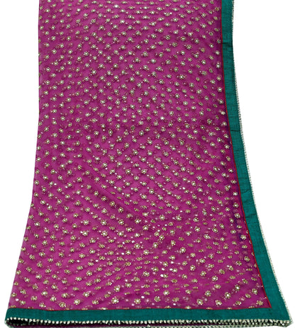 Indian Vintage Dark Pink Dupatta Net Mesh Long Stole Hand Embroidered Scarves Veil Scarf Wrap Party wear
