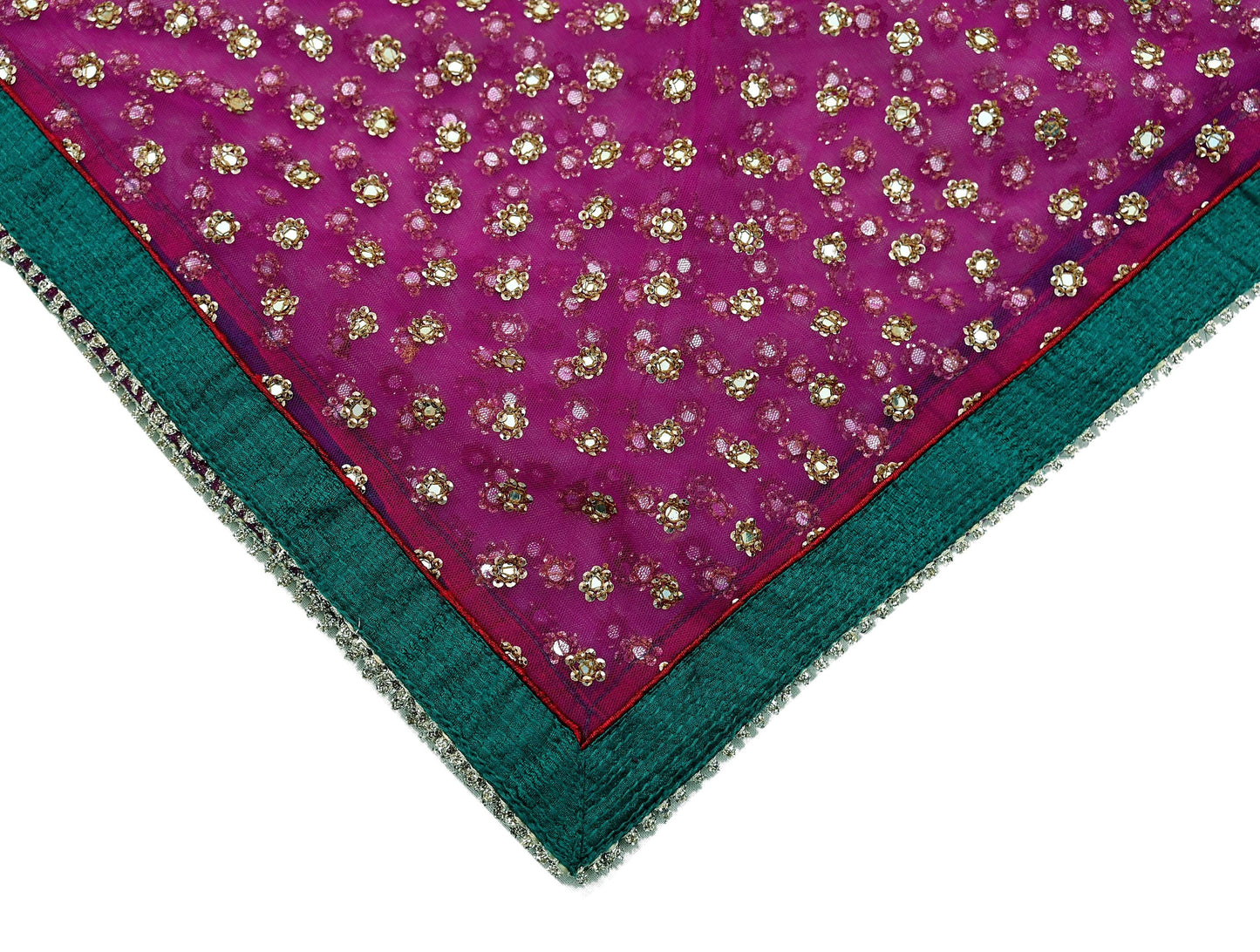 Indian Vintage Dark Pink Dupatta Net Mesh Long Stole Hand Embroidered Scarves Veil Scarf Wrap Party wear