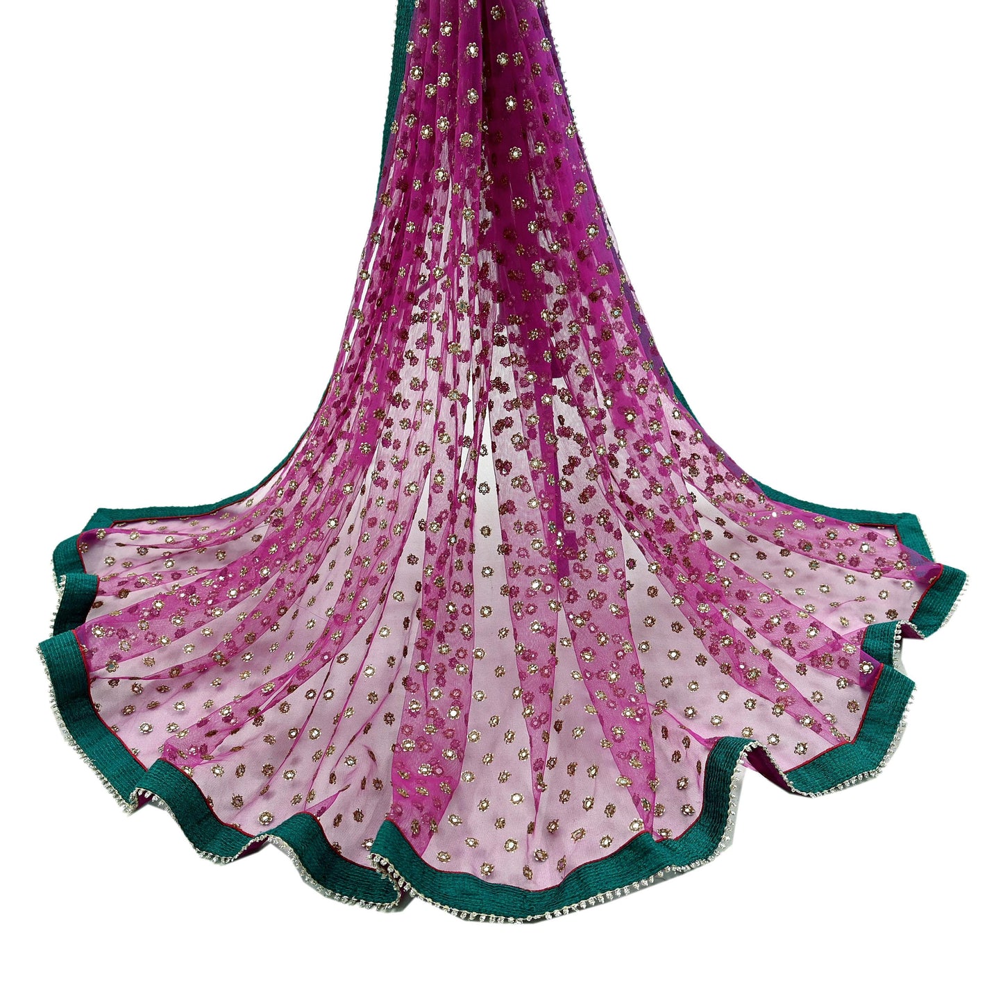 Indian Vintage Dark Pink Dupatta Net Mesh Long Stole Hand Embroidered Scarves Veil Scarf Wrap Party wear