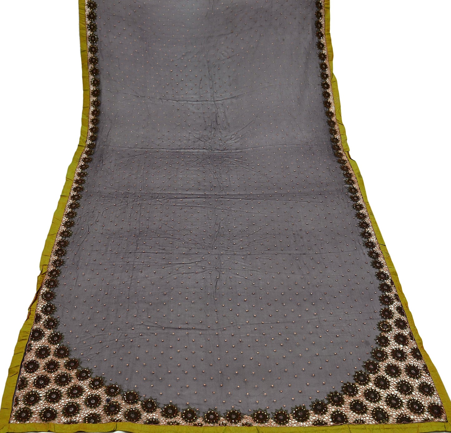 Indian Vintage Purple Dupatta Pure Chiffon silk Long Stole Hand Embroidered Scarves Floral Design Stole Veil Wrap Zari Zardozi