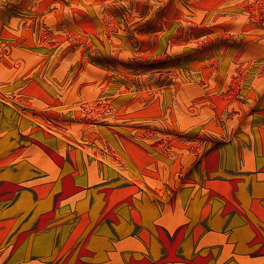 Indian Vintage Multi Saree 100% Pure Silk Printed Sari Craft Fabric 6yd Sewing Dress Making Soft Floral Crafting Quilting Upcycle