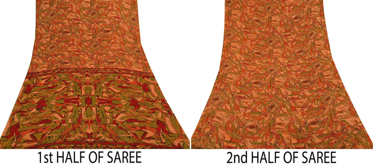 Indian Vintage Multi Saree 100% Pure Silk Printed Sari Craft Fabric 6yd Sewing Dress Making Soft Floral Crafting Quilting Upcycle