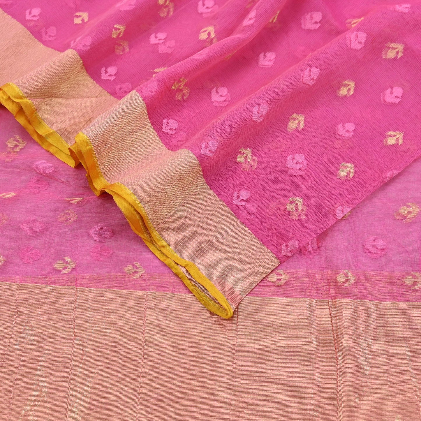 Indian Vintage Pink Dupatta Long Stole Hand Embroidered Jamdani Pure Cotton Scarves Veil Soft Zari