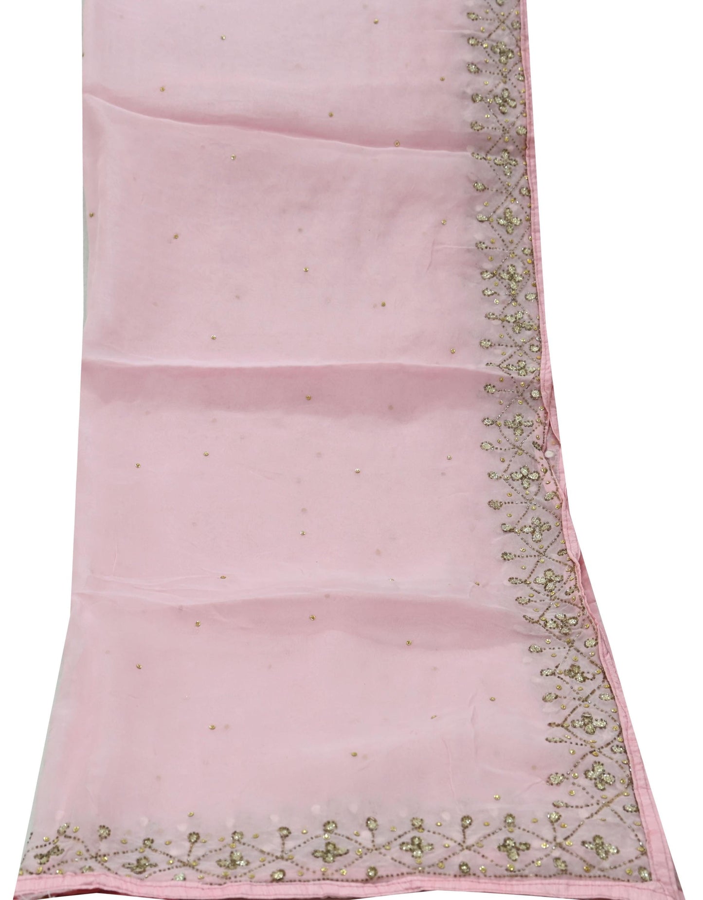 Indian Vintage Pink Dupatta Organza Long Stole Hand Embroidered Scarves Veil Soft Floral Design Wrap Boho Party wear