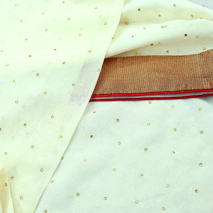 Indian Vintage Ivory Dupatta Pure Georgette silk Long Stole Hand Embroidered Scarves Stole Veil Wrap Sequins