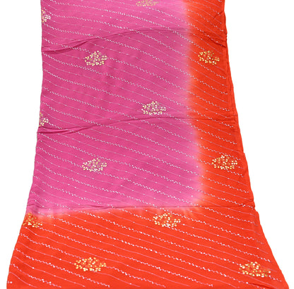 Indian Vintage orange Dupatta Pure Georgette silk Long Stole Hand Embroidered Gota Patti Scarves Stole Veil Wrap Sequins