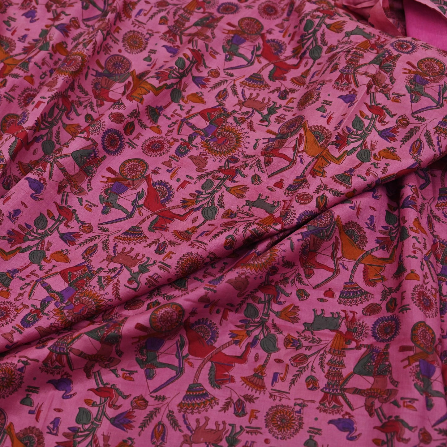 Indian Vintage Sari Pink Pure Silk Printed Sarees 5yd Sewing Craft Fabric Dress Making Soft Wrap Floral Crafting Quilting Upcycle