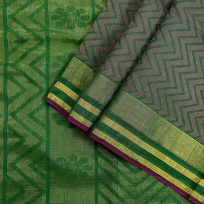 Indian Vintage Sarees Green 100% Pure Silk  Hand Woven Sari Craft Fabric 5Yd Ethnic Floral Zari Dress making Crafting Upcycle