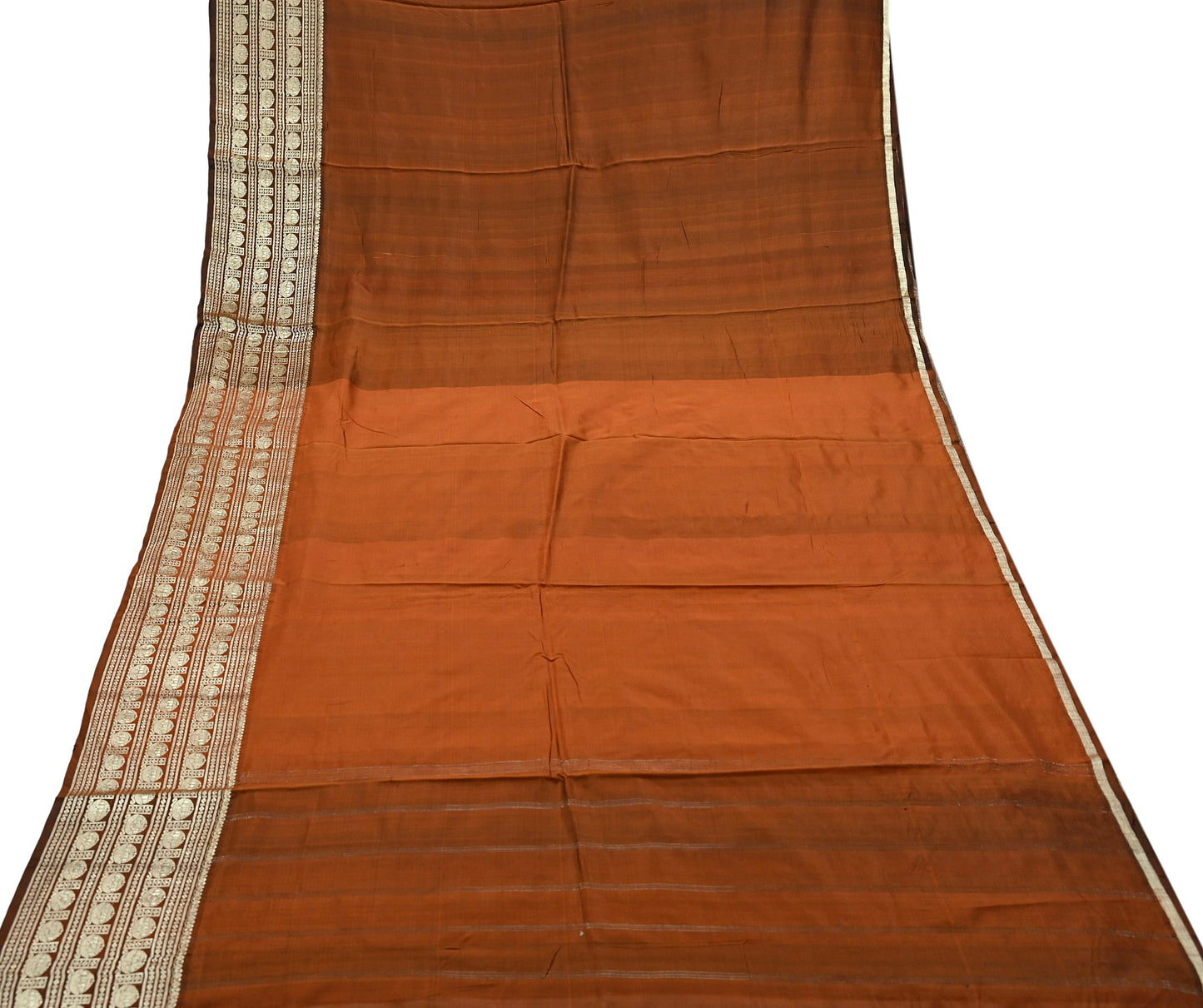 Indian Vintage Sari Brown Mysore Silk Woven Sarees Craft Fabric 5Yd Ethnic South silk Dress Making Crafting Upcycle Quilting Zari Border