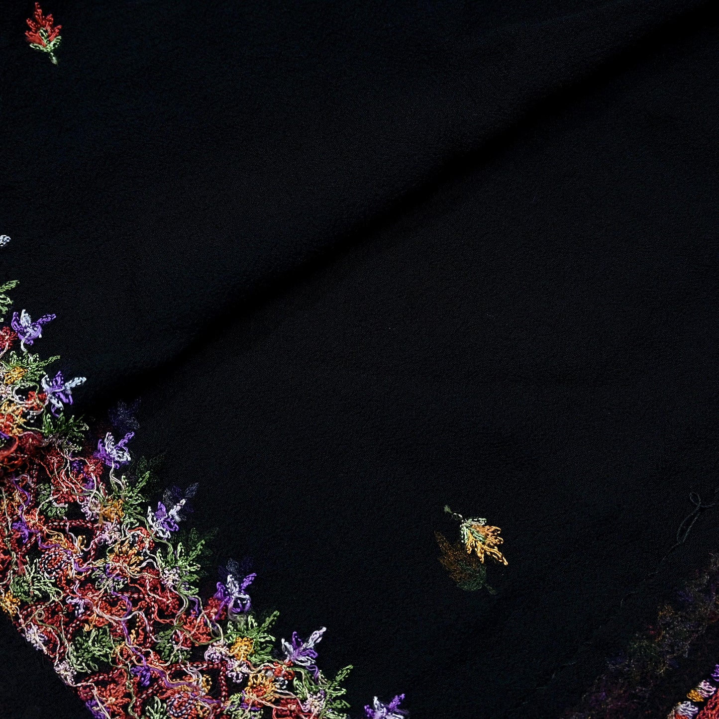 Indian Vintage Dupatta Black Pure Georgette silk Long Stole Embroidered Scarves Stole Veil Wrap
