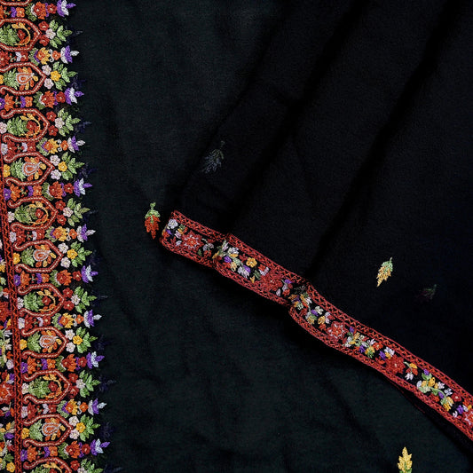 Indian Vintage Dupatta Black Pure Georgette silk Long Stole Embroidered Scarves Stole Veil Wrap
