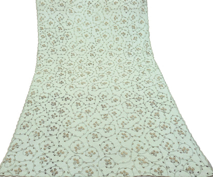 Indian Vintage Heavy Bridal Dupatta Green Net Mesh Long Stole Hand Embroidered Scarves Golden Zardozi Dabka Zari Wedding Veil Hijab