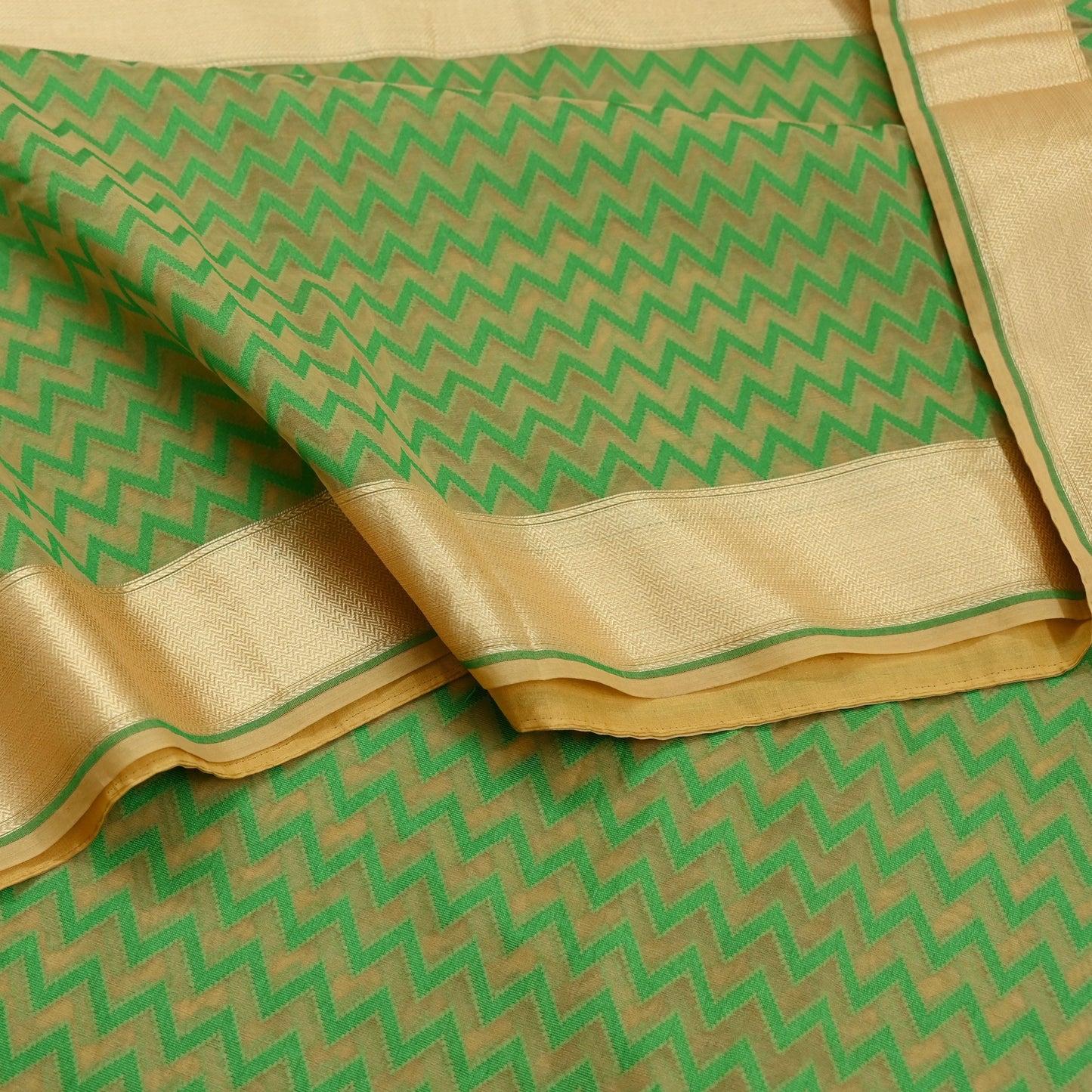 Indian Vintage Sari Beige Hand Woven 100% Pure Organza Silk Saree Craft Fabric 6Yd Dress Making Crafting Quilting Upcycle Zari