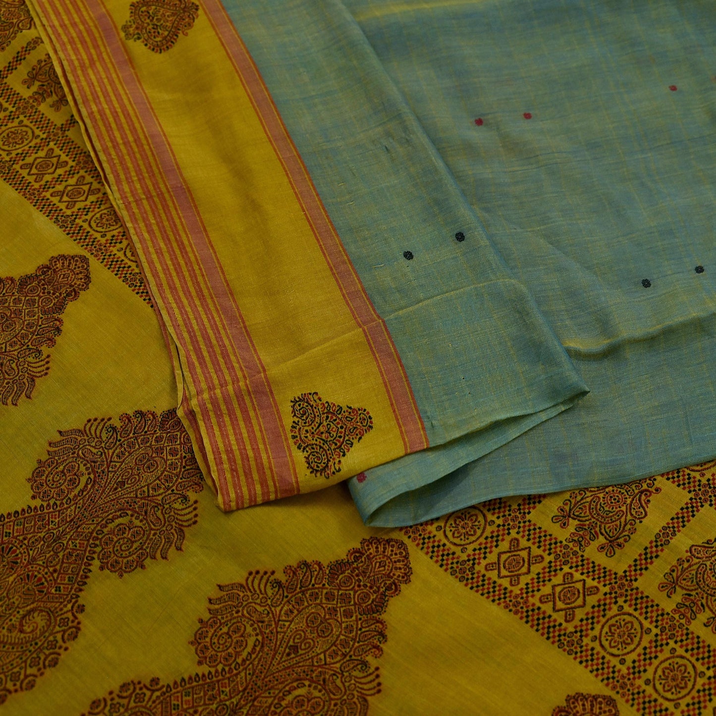 Indian Vintage Sarees Green 100% Pure Silk  Hand Woven Sari Craft Fabric 5Yd Ethnic Floral Dress making Crafting Upcycle Quilting