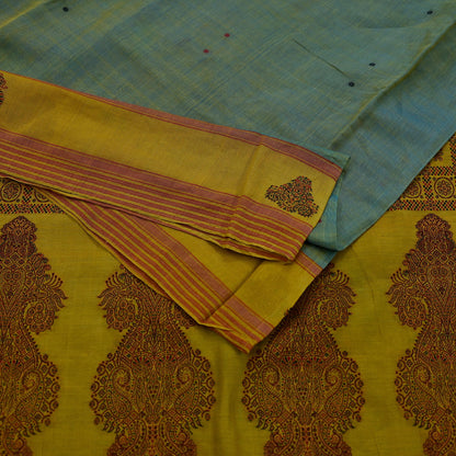 Indian Vintage Sarees Green 100% Pure Silk  Hand Woven Sari Craft Fabric 5Yd Ethnic Floral Dress making Crafting Upcycle Quilting