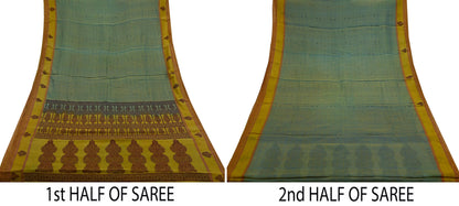 Indian Vintage Sarees Green 100% Pure Silk  Hand Woven Sari Craft Fabric 5Yd Ethnic Floral Dress making Crafting Upcycle Quilting