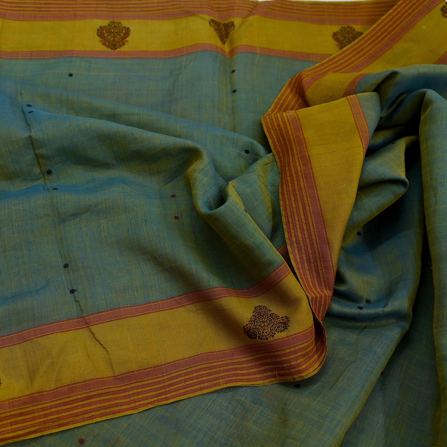 Indian Vintage Sarees Green 100% Pure Silk  Hand Woven Sari Craft Fabric 5Yd Ethnic Floral Dress making Crafting Upcycle Quilting