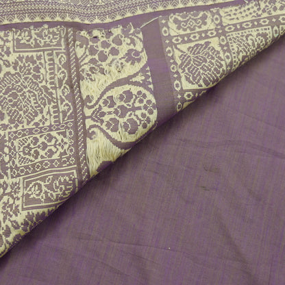 Indian Vintage Sari Purple Pure Cotton Hand Woven Sarees Craft Fabric 5yd Ethnic Floral Crafting Upcycle Quilting Dress Making Quilting