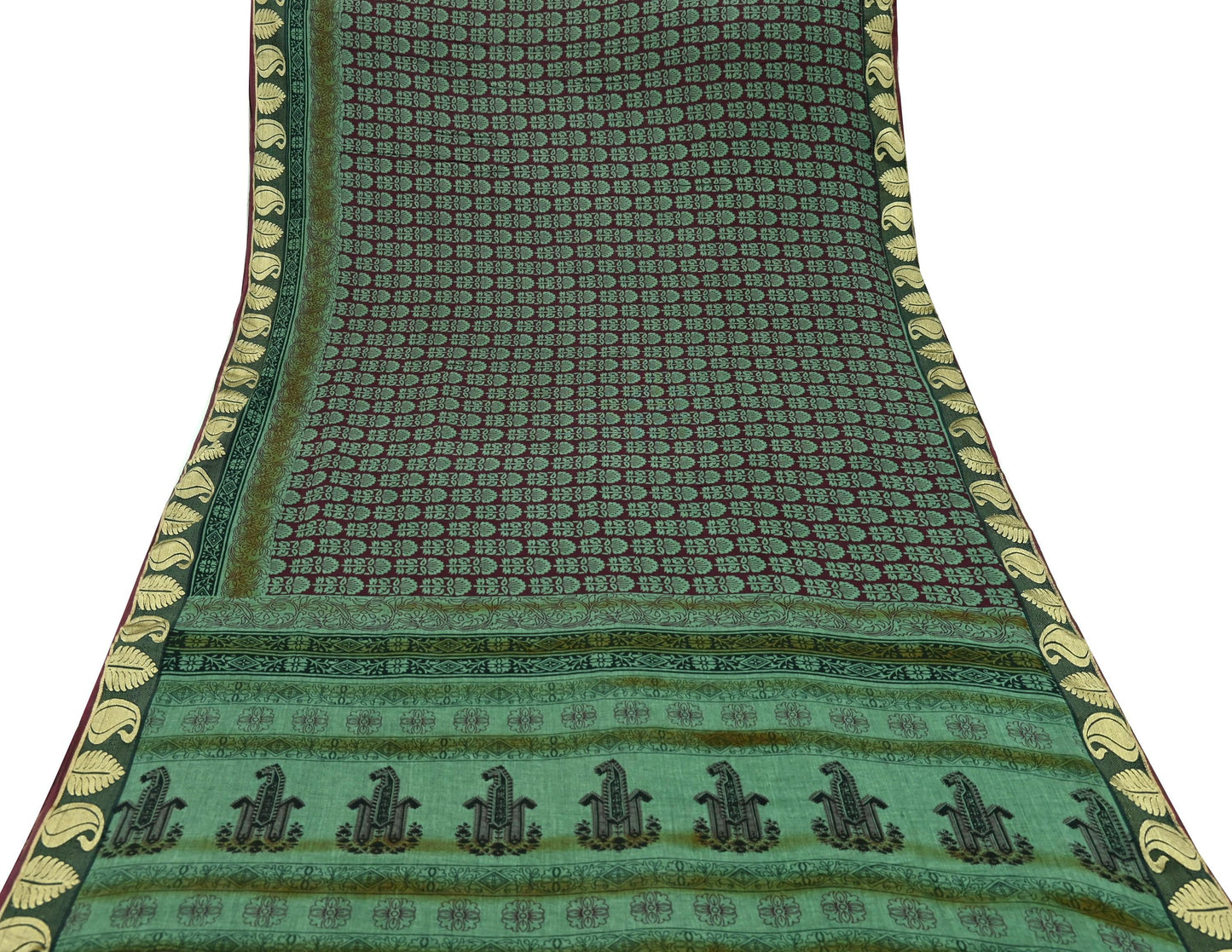 Vintage Sari Hand Block Printed 100% Pure Cotton Sarees Soft Craft Fabric 5Yd Lady Dear Floral Design Upcycle Quilting Crafting