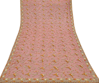 Indian Vintage Heavy Wedding Red Dupatta Net Mesh Long Stole Hand Embroidered Scarves Golden Zardozi Dabka Zari Bridal Veil