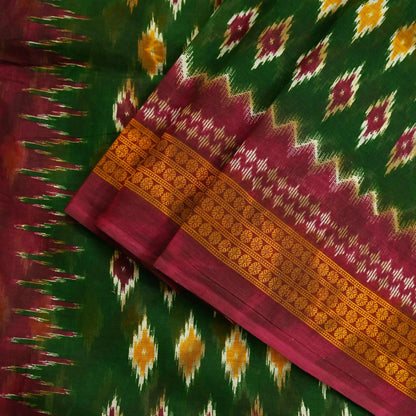 Indian Vintage Sari Green Printed Pure Cotton Saree Craft Fabric 5Yd Sewing Sarong Wrap Boho Floral Dress making Crafting Quilting