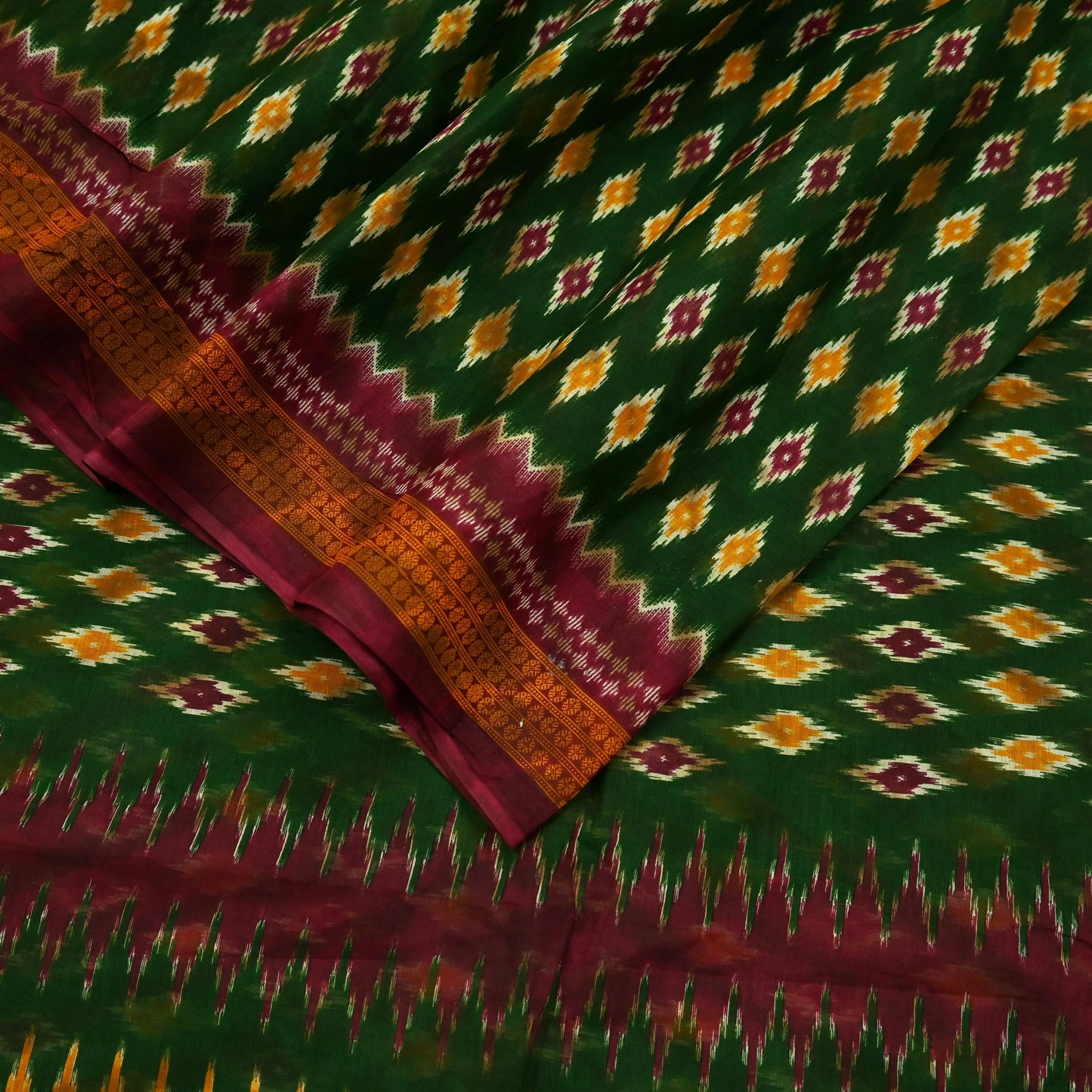 Indian Vintage Sari Green Printed Pure Cotton Saree Craft Fabric 5Yd Sewing Sarong Wrap Boho Floral Dress making Crafting Quilting