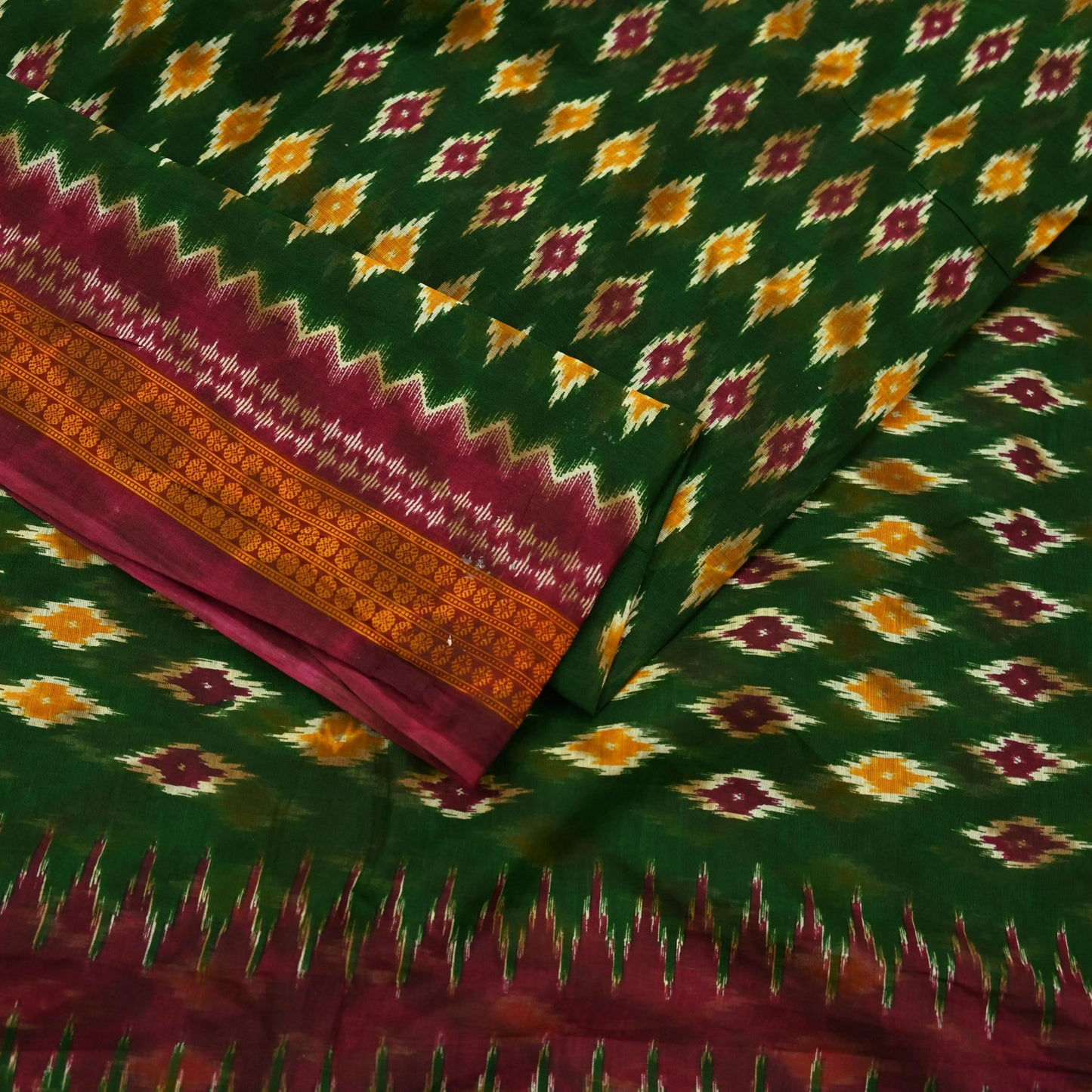 Indian Vintage Sari Green Printed Pure Cotton Saree Craft Fabric 5Yd Sewing Sarong Wrap Boho Floral Dress making Crafting Quilting
