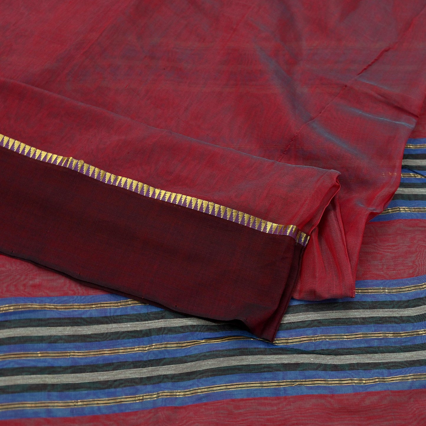 Indian Vintage Sari Maroon Chanderi Cotton Hand Woven Sarees 6Yd Craft Fabric Soft Sewing Sarong Dress Making Quilting Crafting Zari Border