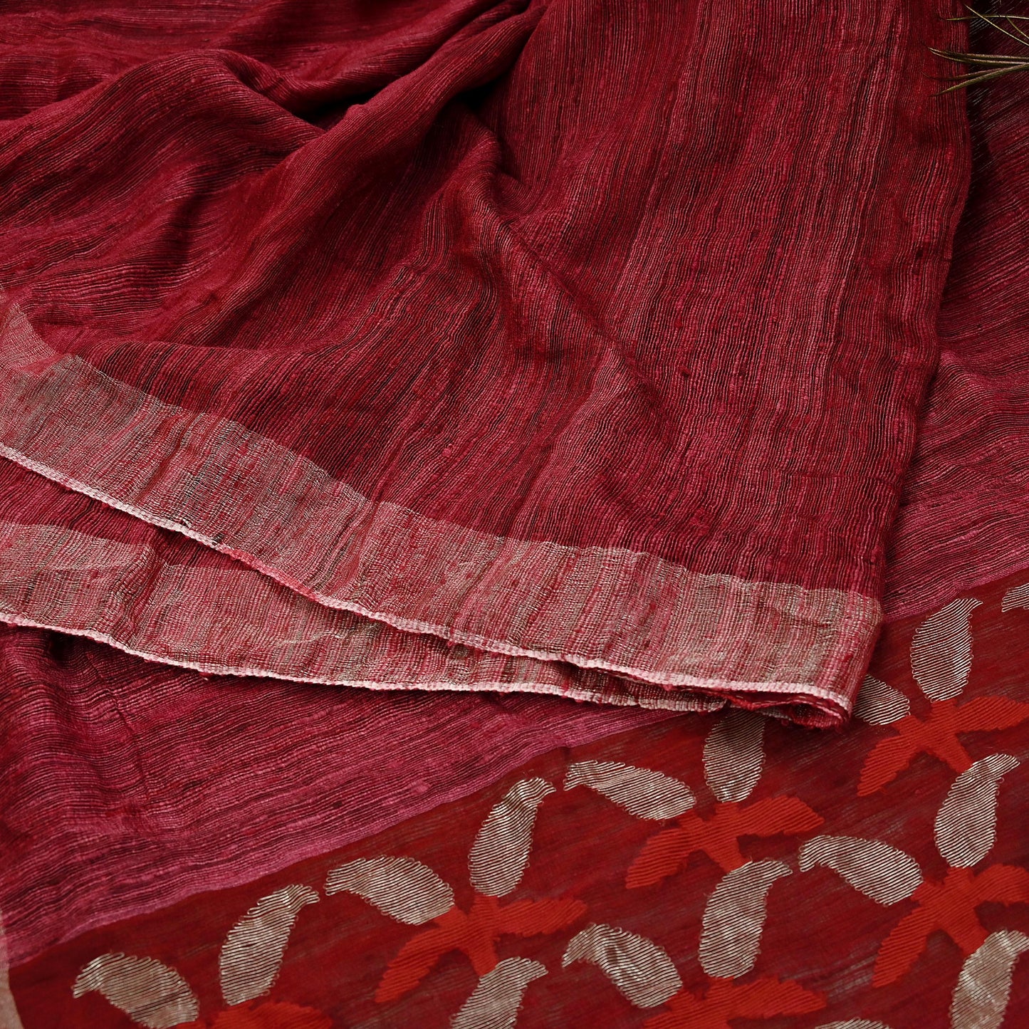 Indian Vintage Sari Maroon 100% Pure Khadi Silk Handloom Sarees Craft Fabric 5Yd Ethnic Sewing Dress making Crafting Quilting Upcycle