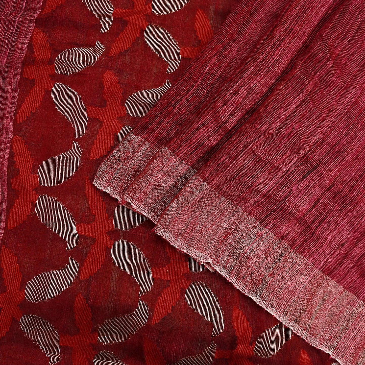 Indian Vintage Sari Maroon 100% Pure Khadi Silk Handloom Sarees Craft Fabric 5Yd Ethnic Sewing Dress making Crafting Quilting Upcycle
