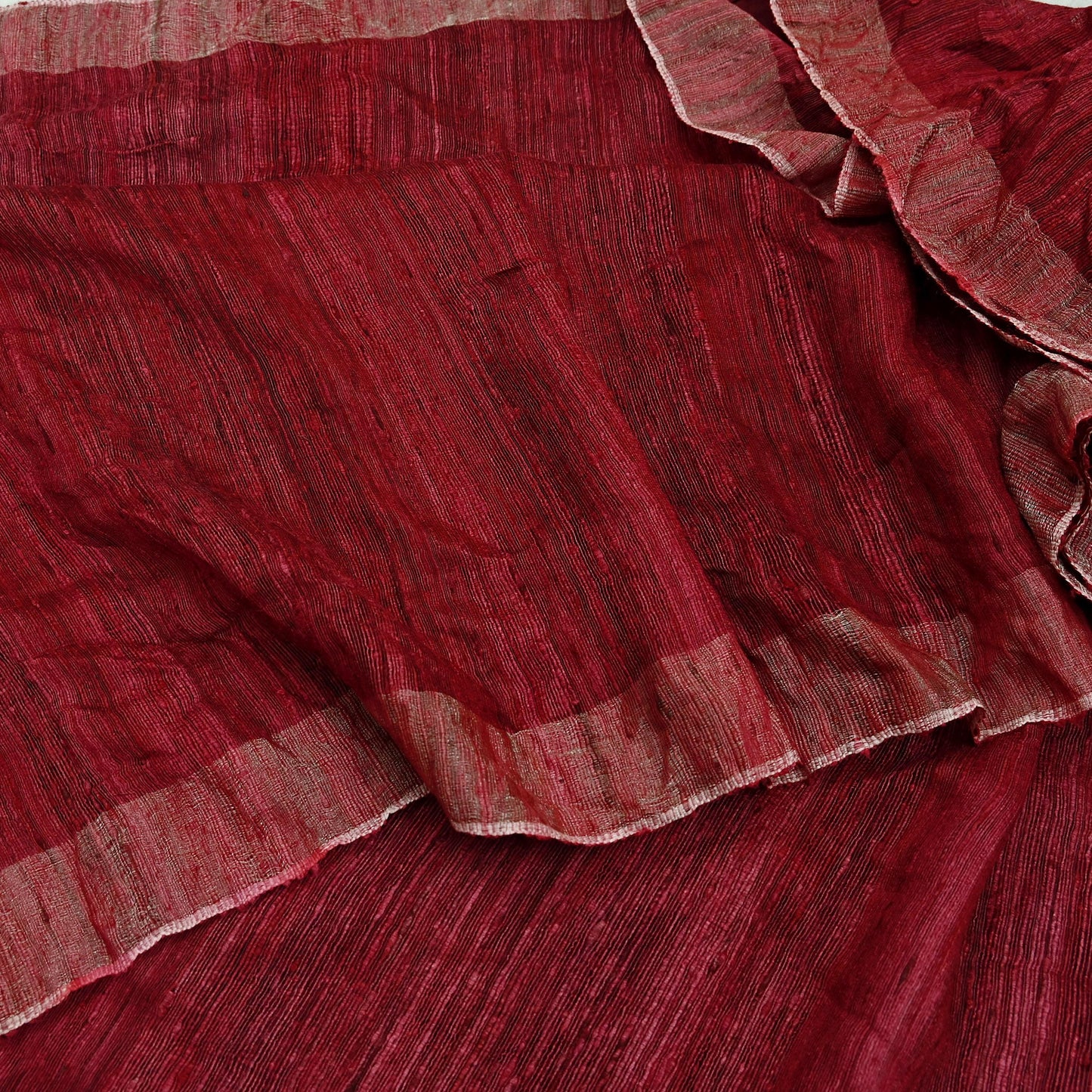 Indian Vintage Sari Maroon 100% Pure Khadi Silk Handloom Sarees Craft Fabric 5Yd Ethnic Sewing Dress making Crafting Quilting Upcycle