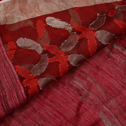 Indian Vintage Sari Maroon 100% Pure Khadi Silk Handloom Sarees Craft Fabric 5Yd Ethnic Sewing Dress making Crafting Quilting Upcycle
