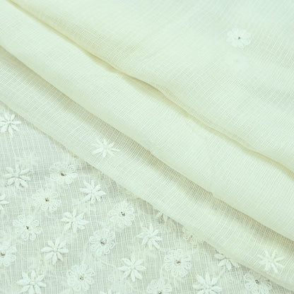 Indian Vintage White Dupatta Long Stole Pure Cotton Handmade Mukesh & Chikankari Scarves Veil Scarf Wrap Hippie Boho Soft