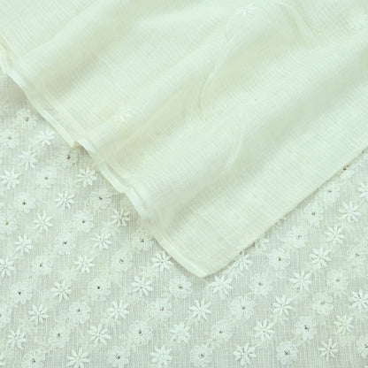 Indian Vintage White Dupatta Long Stole Pure Cotton Handmade Mukesh & Chikankari Scarves Veil Scarf Wrap Hippie Boho Soft