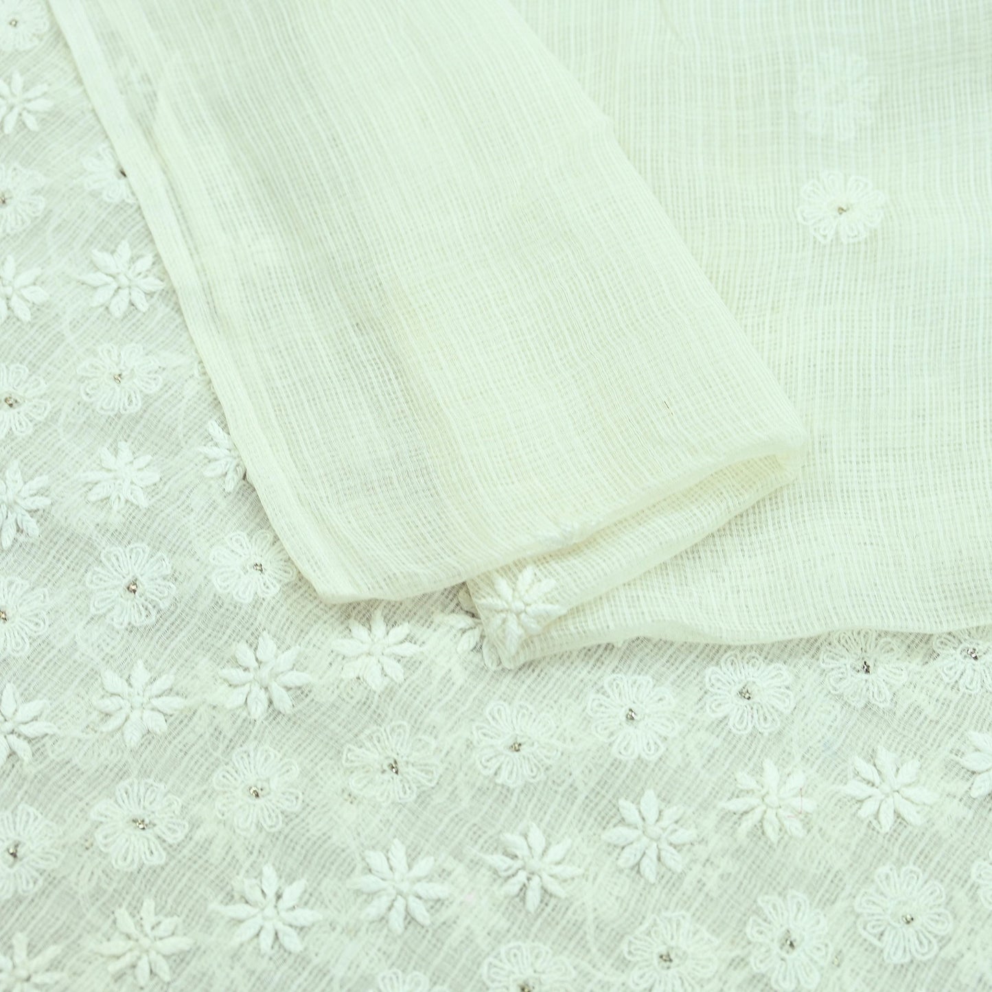 Indian Vintage White Dupatta Long Stole Pure Cotton Handmade Mukesh & Chikankari Scarves Veil Scarf Wrap Hippie Boho Soft