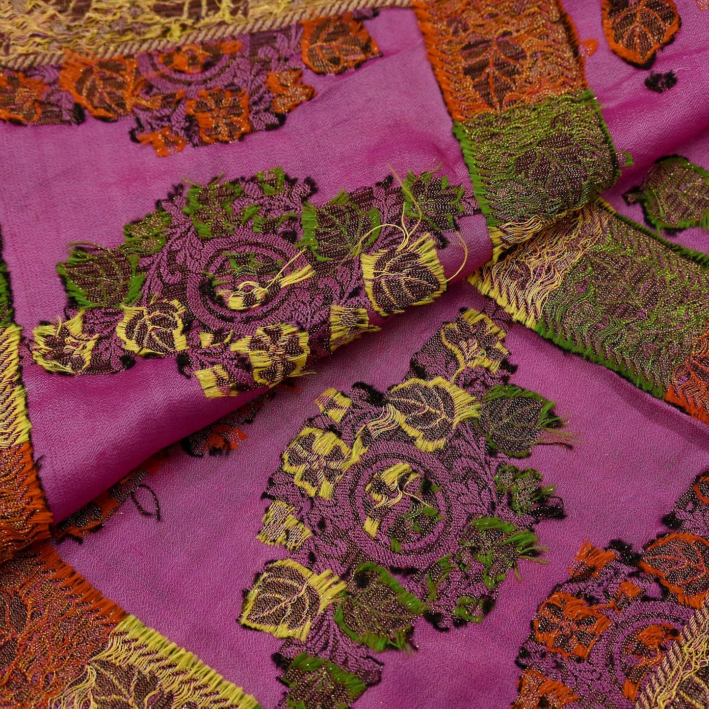Indian Vintage Pink Dupatta Long Stole Pure Silk Hand Woven Scarves Veil Scarf Wrap Floral
