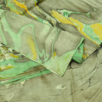 Indian Vintage Dupatta Green & yellow Long Stole Digital Printed Hijab Blend Cotton Scarves Veil Soft Wrap Boho