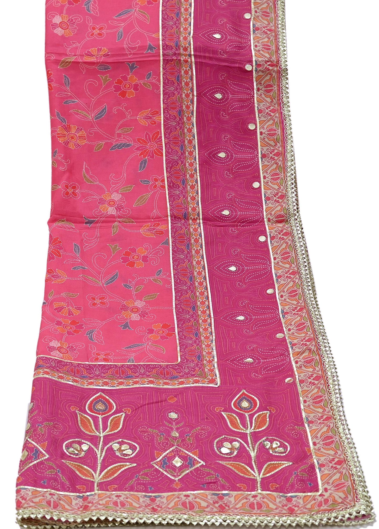 Indian Vintage Pink & Peach Dupatta Long Stole Blend Silk Embroidered Scarves Veil Scarf Wrap Hippie Boho Soft Floral