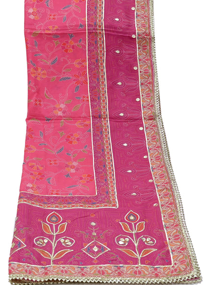 Indian Vintage Pink & Peach Dupatta Long Stole Blend Silk Embroidered Scarves Veil Scarf Wrap Hippie Boho Soft Floral