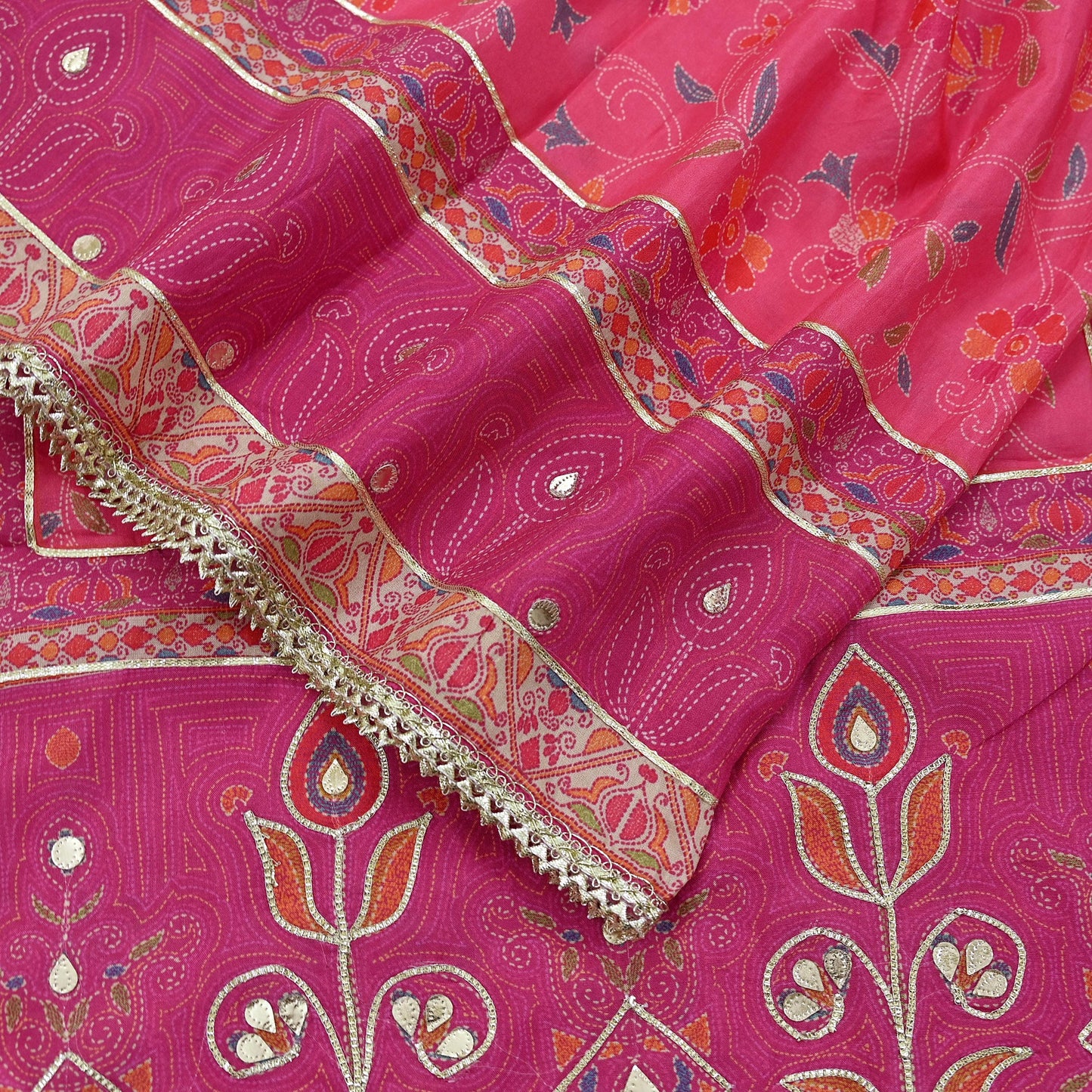 Indian Vintage Pink & Peach Dupatta Long Stole Blend Silk Embroidered Scarves Veil Scarf Wrap Hippie Boho Soft Floral