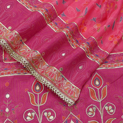 Indian Vintage Pink & Peach Dupatta Long Stole Blend Silk Embroidered Scarves Veil Scarf Wrap Hippie Boho Soft Floral