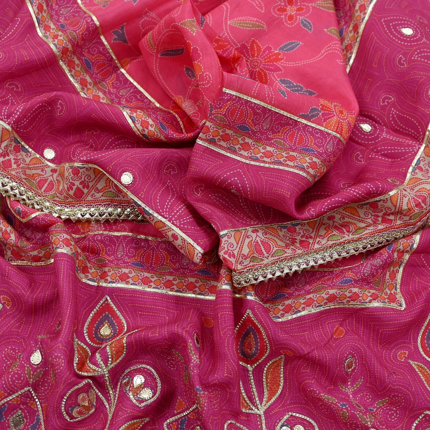 Indian Vintage Pink & Peach Dupatta Long Stole Blend Silk Embroidered Scarves Veil Scarf Wrap Hippie Boho Soft Floral