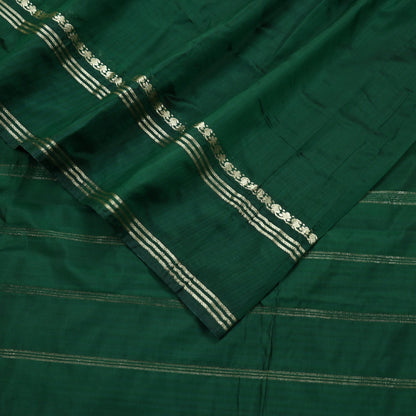 Indian Vintage Sari Green Mysore Silk Woven Sarees Craft Fabric 5Yd Ethnic South silk Dress Making Crafting Upcycle Quilting Zari Border