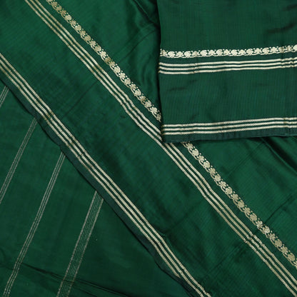 Indian Vintage Sari Green Mysore Silk Woven Sarees Craft Fabric 5Yd Ethnic South silk Dress Making Crafting Upcycle Quilting Zari Border