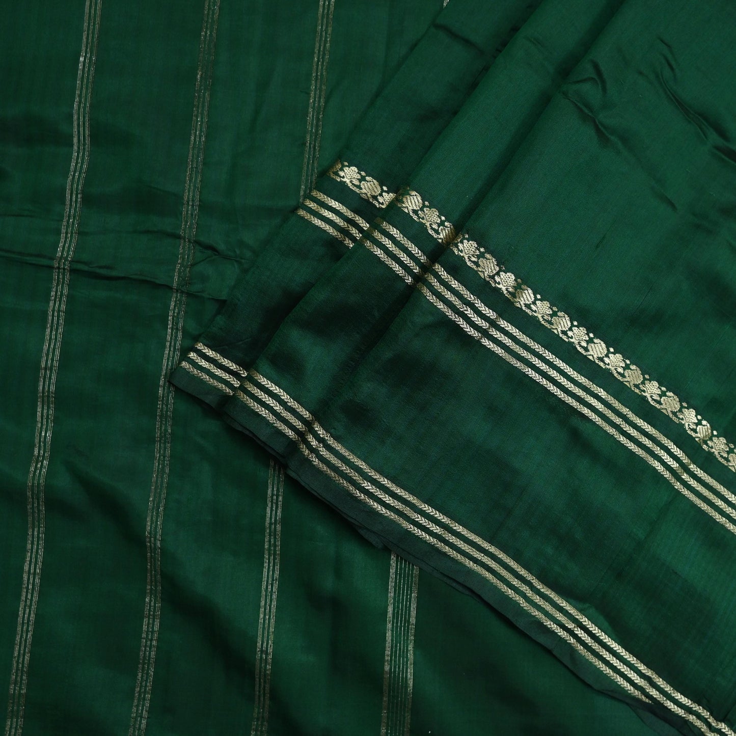 Indian Vintage Sari Green Mysore Silk Woven Sarees Craft Fabric 5Yd Ethnic South silk Dress Making Crafting Upcycle Quilting Zari Border