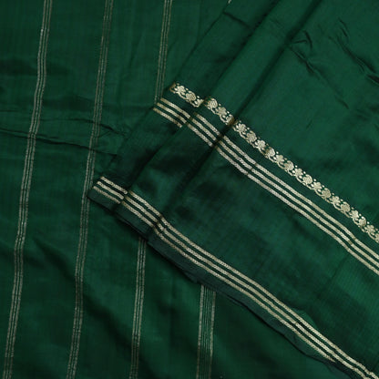 Indian Vintage Sari Green Mysore Silk Woven Sarees Craft Fabric 5Yd Ethnic South silk Dress Making Crafting Upcycle Quilting Zari Border