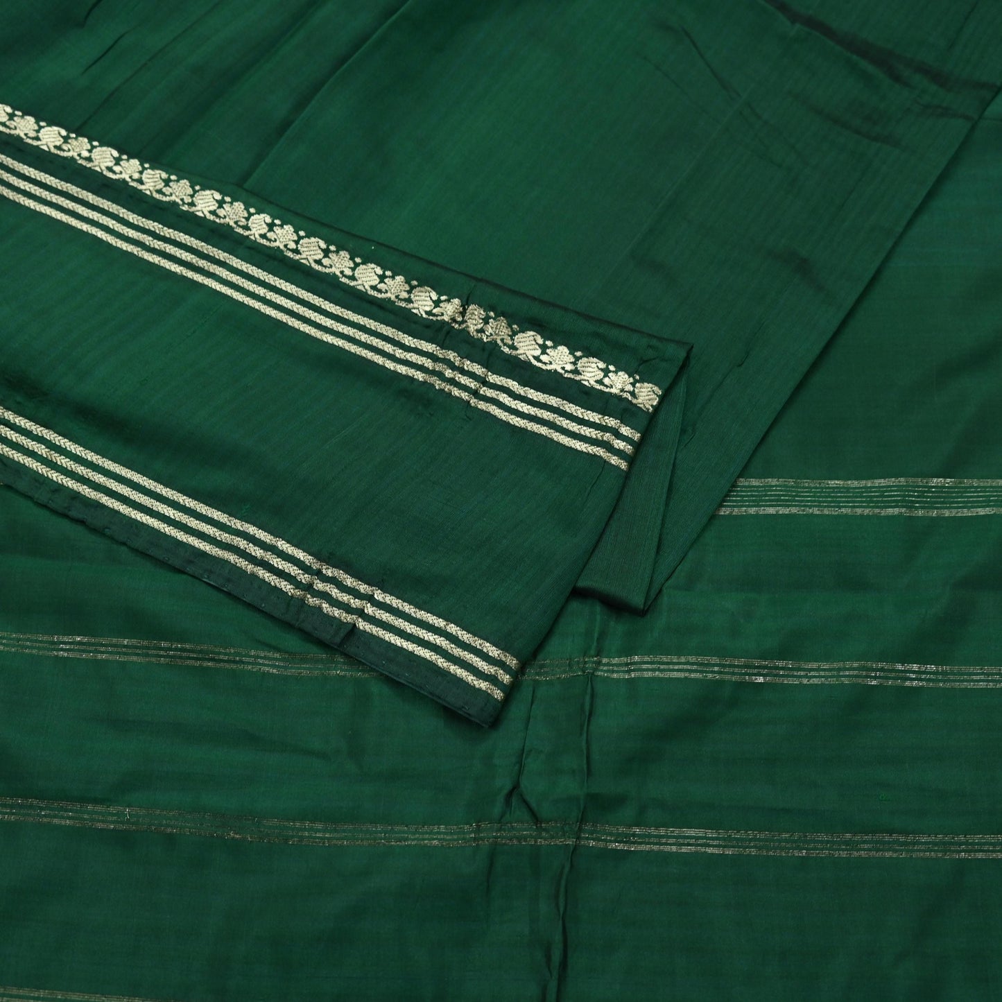 Indian Vintage Sari Green Mysore Silk Woven Sarees Craft Fabric 5Yd Ethnic South silk Dress Making Crafting Upcycle Quilting Zari Border