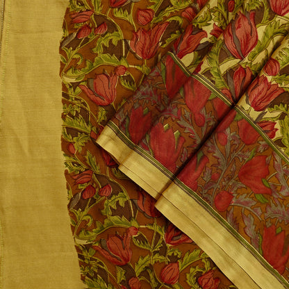 Indian Vintage Beige Dupatta Long Stole Pure Silk Digital Printed Scarves Veil Hijab Wrap Scarf Boho