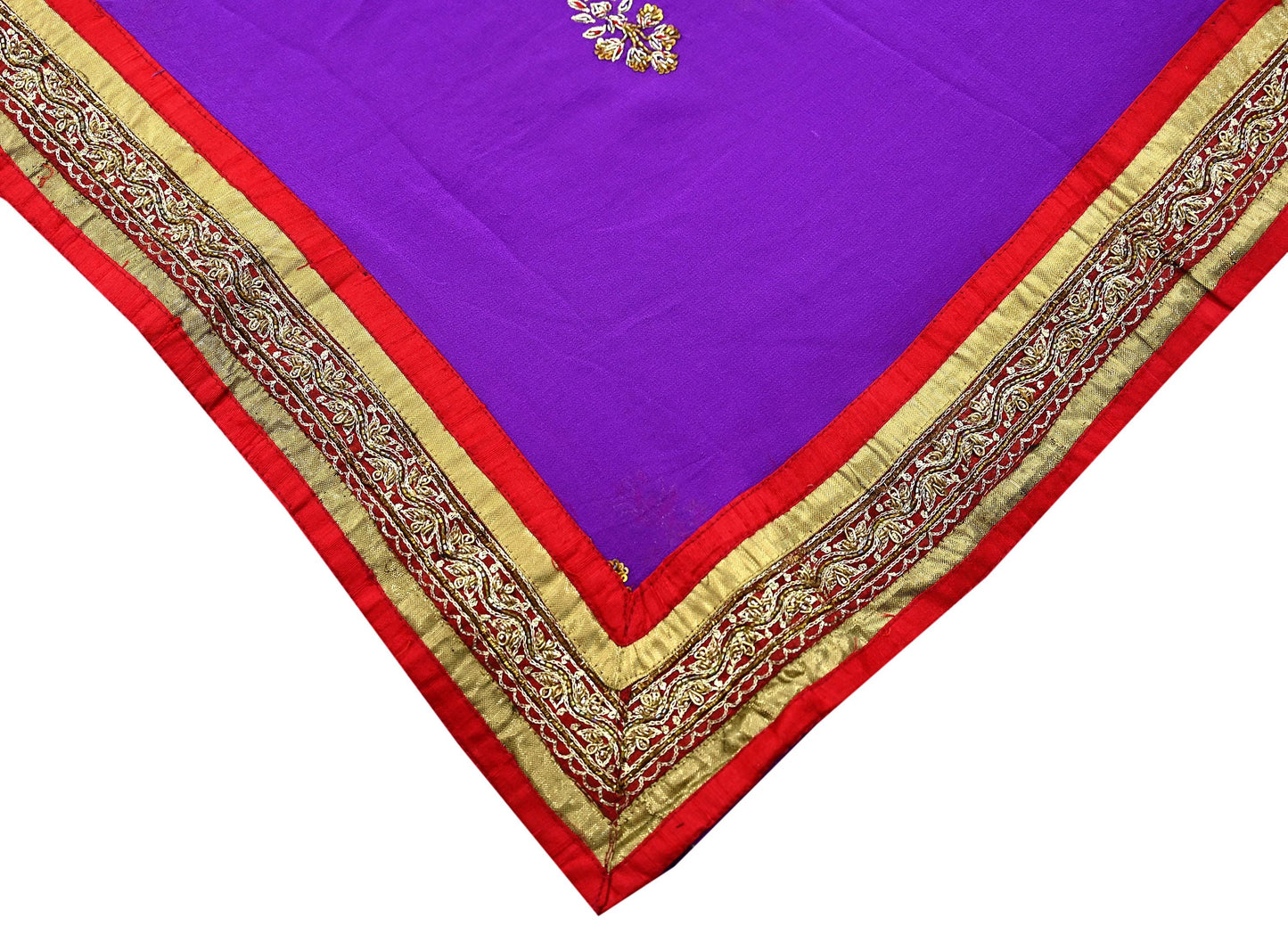 Indian Vintage Heavy Purple Dupatta Pure Georgette Silk Long Stole Hand Embroidered  Scarves Zardozi