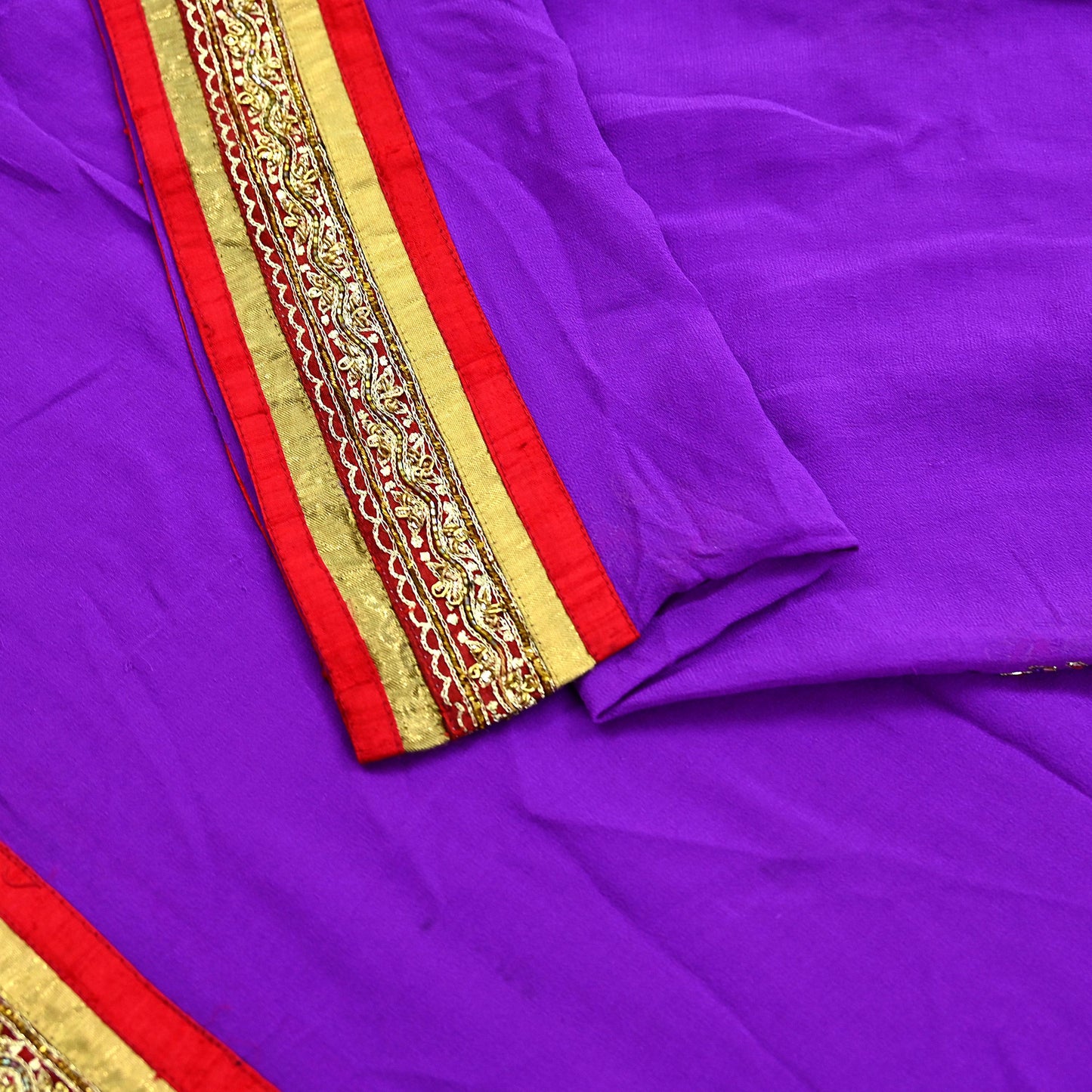 Indian Vintage Heavy Purple Dupatta Pure Georgette Silk Long Stole Hand Embroidered  Scarves Zardozi